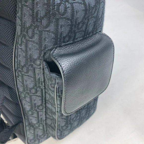 Auth Dior 1ADBA161YKS 23SS Saddle Oblique Backpack Canvas/Leather Navy/Black - Picture 6 of 14